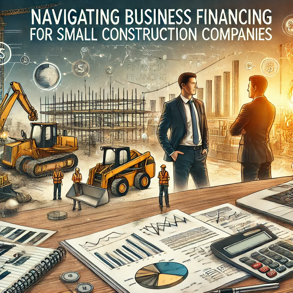 DALL·E 2024-07-30 16.06.20 - A professional and detailed illustration of a small construction company navigating business financing. The scene includes a construction site with wo.webp