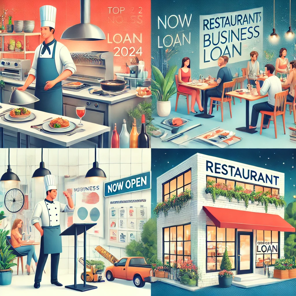 DALL·E 2024-08-01 21.19.10 - An image titled 'Top 5 Reasons Why Restaurants Should Consider a Business Loan in 2024'. The image features a modern restaurant setting with various e.webp