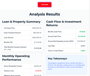 Rental Property Calculator with Cash Flow Analysis